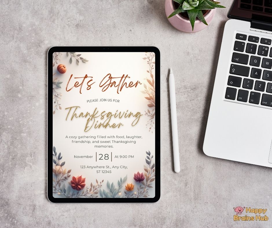 Thanksgiving Invitation Template – Editable Digital Download | Fall Party Invite | Editable with Canva