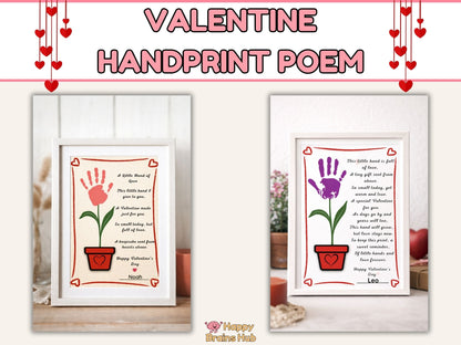 Valentine Handprint Poem - Printable Flower Keepsake - INSTANT DOWNLOAD