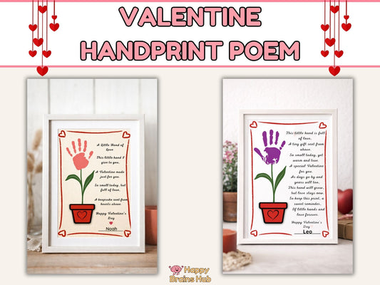 Valentine Handprint Poem - Printable Flower Keepsake - INSTANT DOWNLOAD