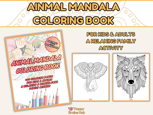 Animal Mandala Coloring Pages - For Kids & Adults