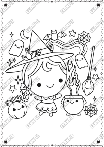Spooky Cutie Halloween Coloring Book - HappyBrains Hub