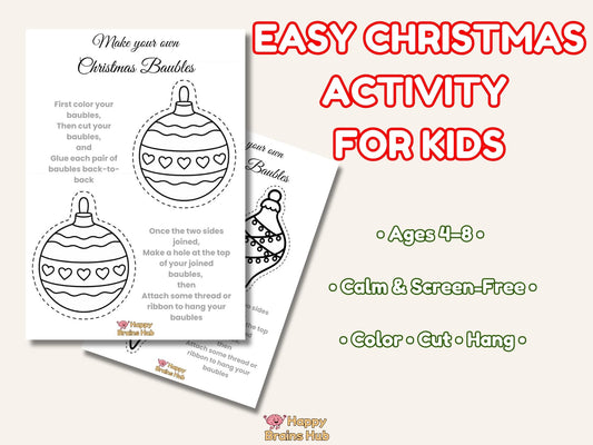 Printable Christmas Baubles to Color – Kids Craft