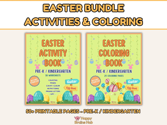 Easter Activity & Coloring Bundle | Pre-K - Kindergarten | 55 Printable Pages