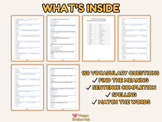 6th Grade Vocabulary Worksheets - 150 Questions - Printable ELA Practice with Answer Key