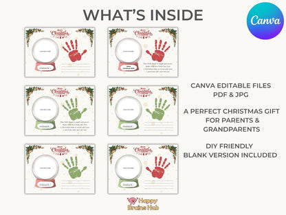 Christmas Handprint Poem Keepsake Printable, Editable Canva Template & Ready-to-Print PDF