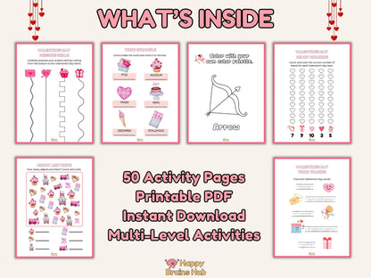 Valentine’s Day Activity Book for Kids | 50 Printable PDF Pages
