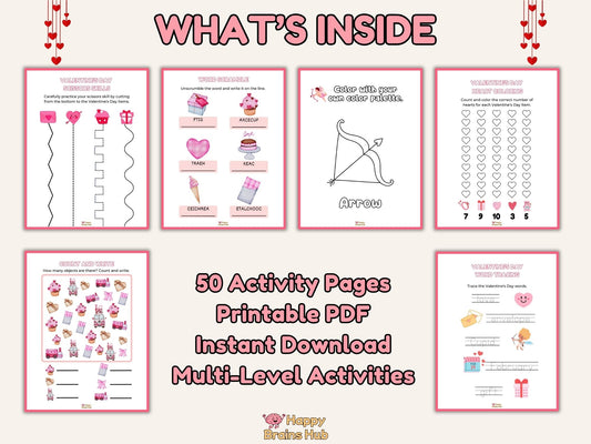 Valentine’s Day Activity Book for Kids | 50 Printable PDF Pages