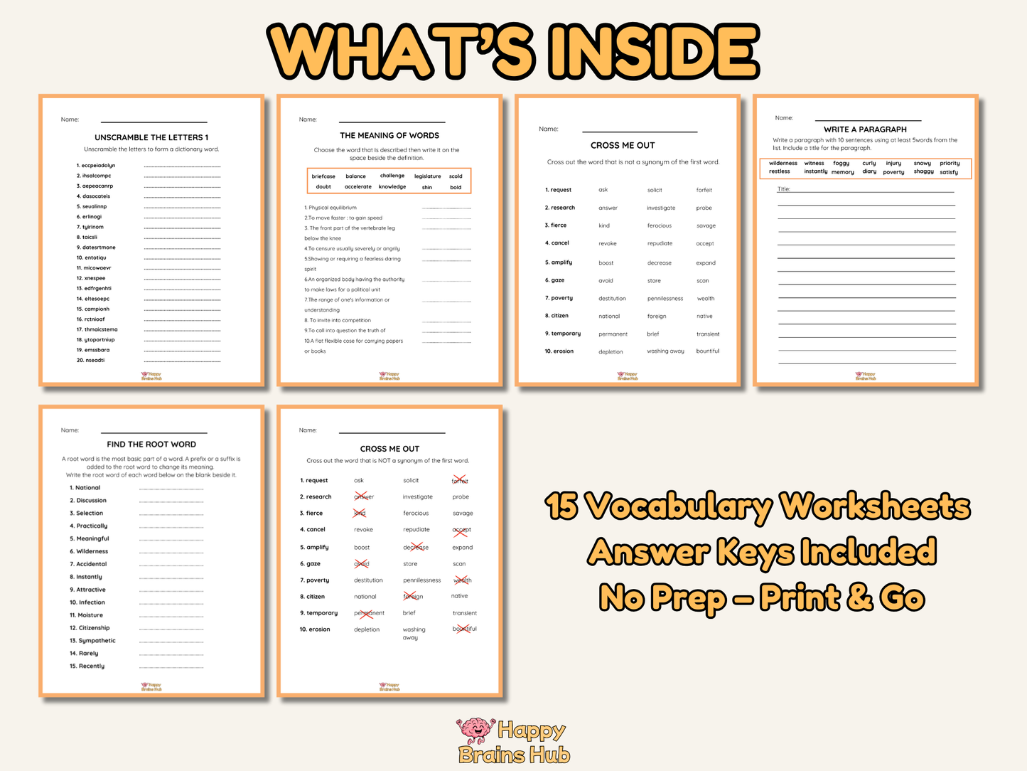 Vocabulary Worksheets - Grade 4
