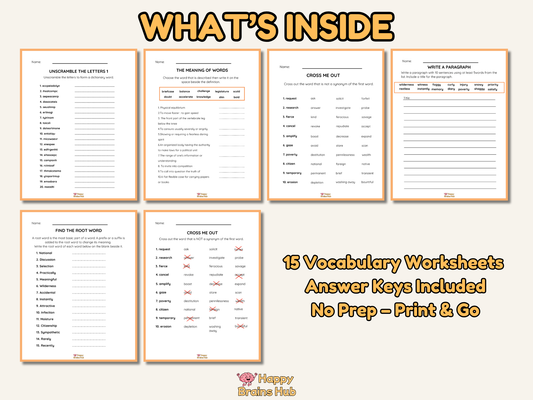 Vocabulary Worksheets - Grade 4