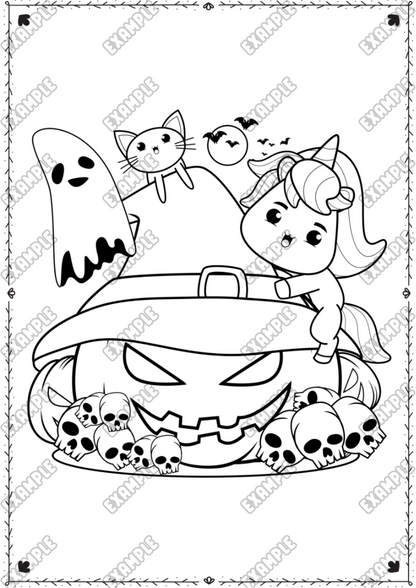 Spooky Cutie Halloween Coloring Book - HappyBrains Hub