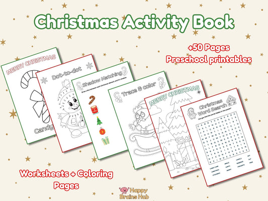 Christmas Activity Book for Kids – Printable Holiday Worksheets (50+ Pages) - INSTANT DOWNLOAD