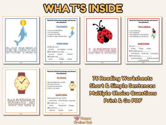 Reading Comprehension Worksheets - Kindergarten Printable (Ages 5-7)
