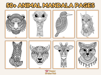 Animal Mandala Coloring Pages - For Kids & Adults