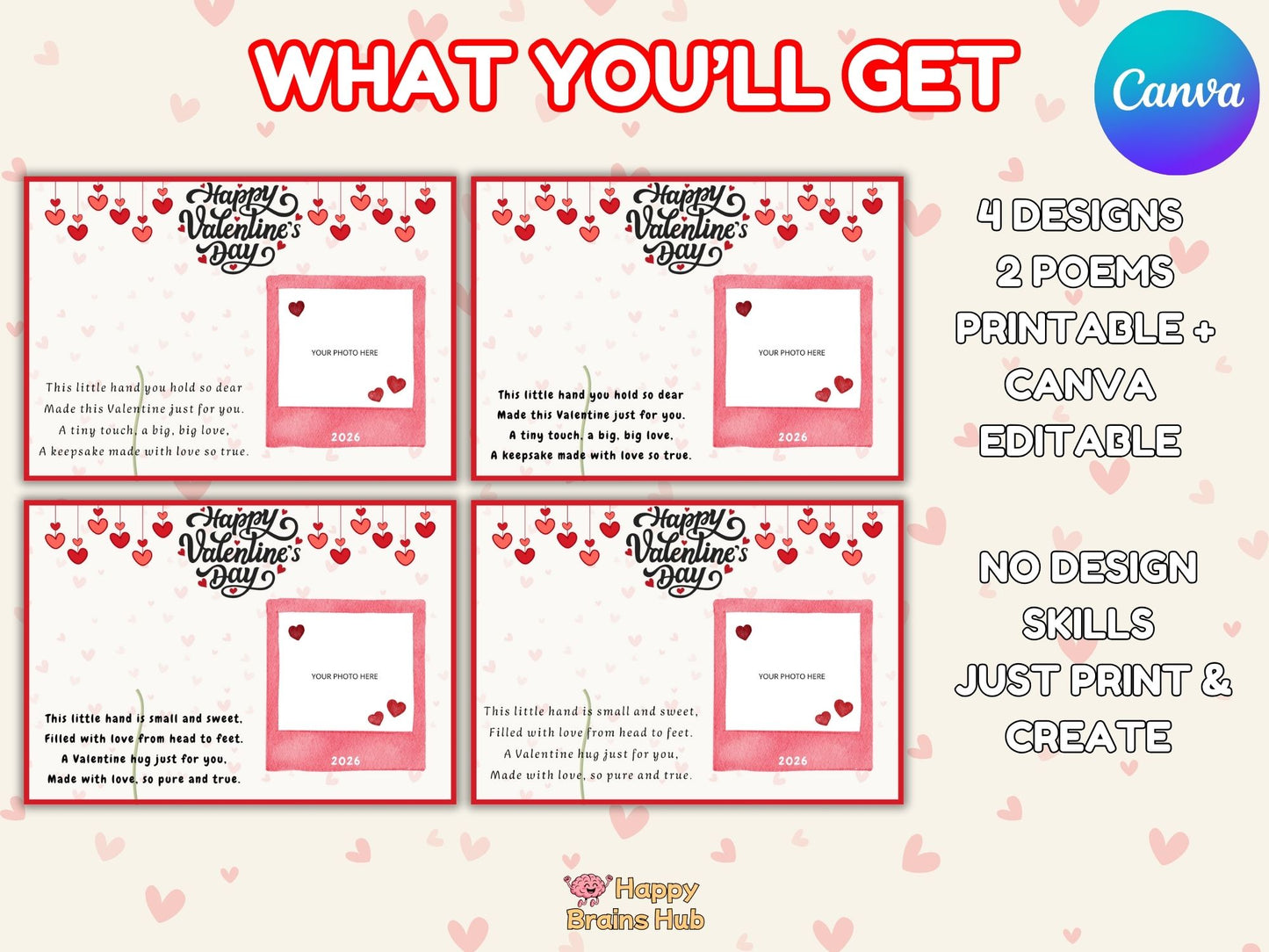 Valentine's Day Handprint Card Printable | Kids Keepsake