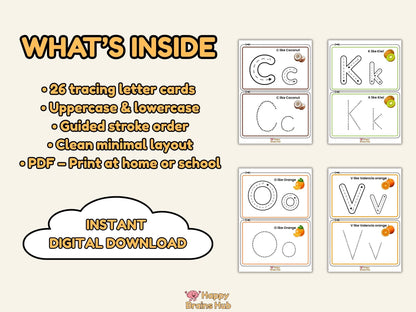 Alphabet Tracing Cards Printable – Preschool Letter Worksheets PDF for Kids