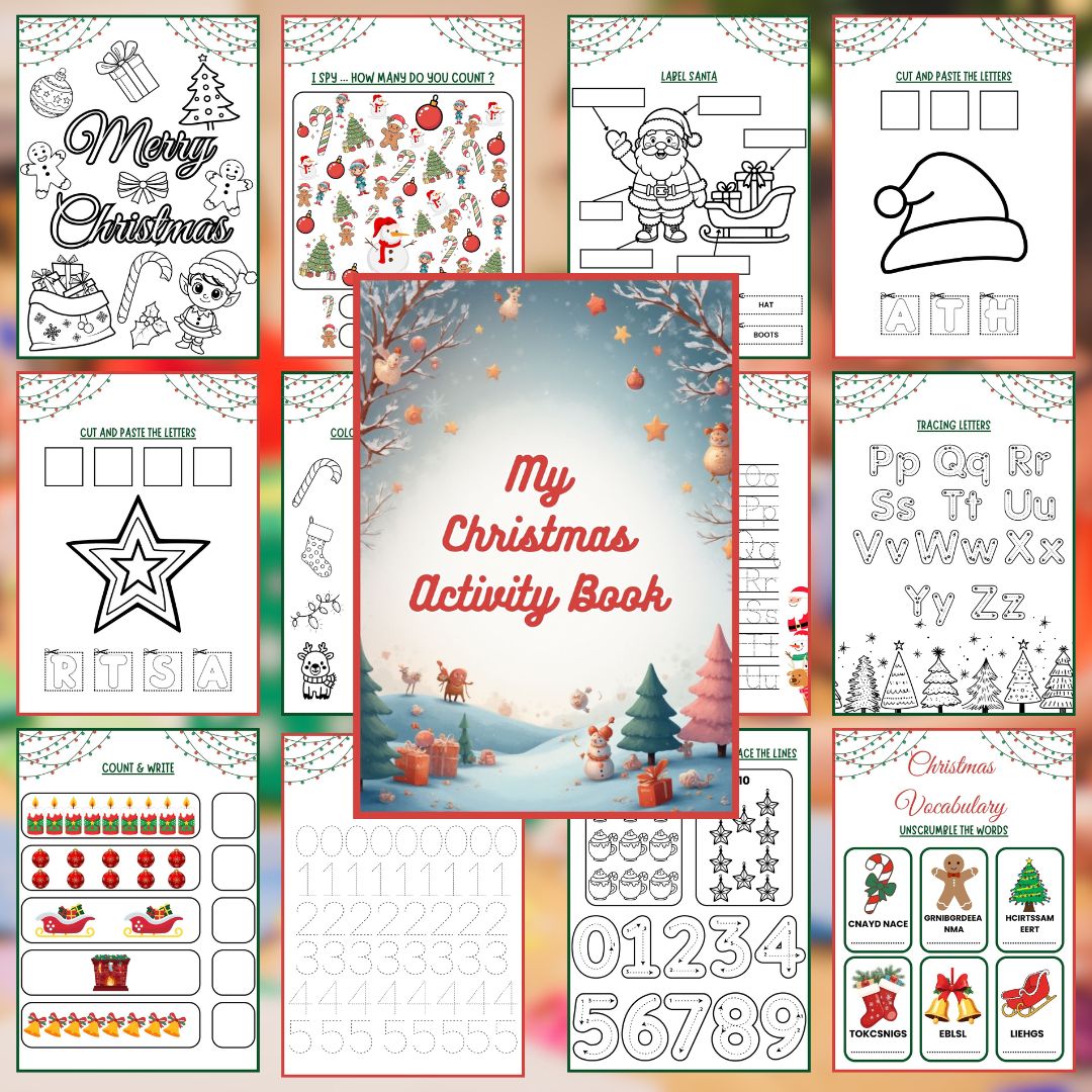 Kids Christmas Activity Bundle | Preschool Worksheets | Fun & Educational Printable Pages for Toddlers