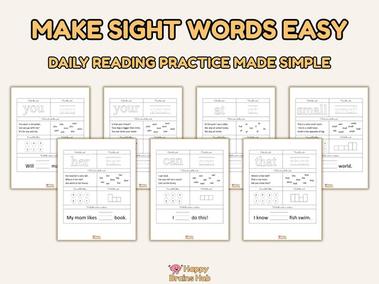 Sight Words Worksheets for Kids | 50 Printable Sight Word Activities | Kindergarten and Preschool Learning PDF