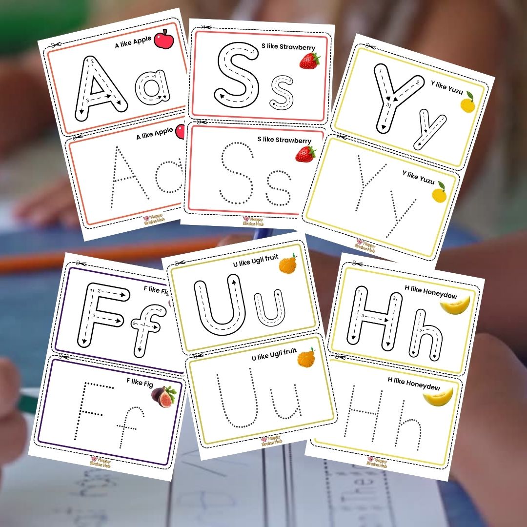 Alphabet Tracing Cards for Kids – Tracing, Coloring & Cutting Activity | ABC Flashcards