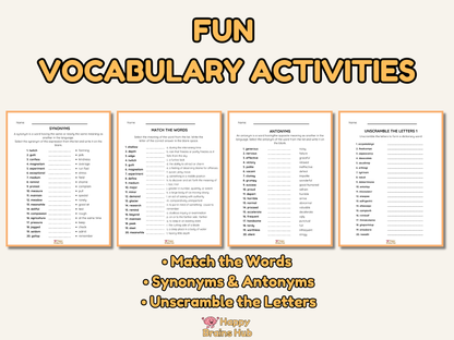 Vocabulary Worksheets - Grade 4