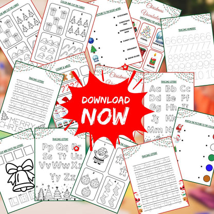Kids Christmas Activity Bundle | Preschool Worksheets | Fun & Educational Printable Pages for Toddlers