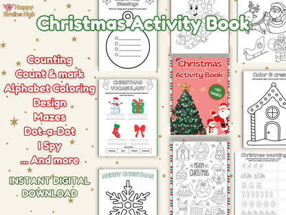Christmas Activity Book for Kids – Printable Holiday Worksheets (50+ Pages) - INSTANT DOWNLOAD