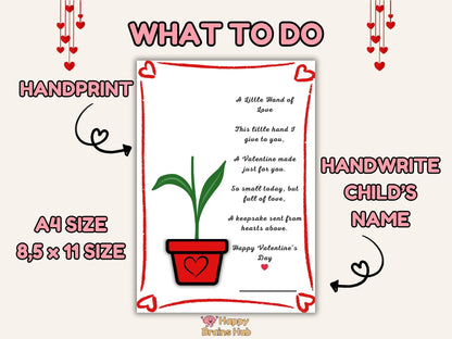 Valentine Handprint Poem - Printable Flower Keepsake - INSTANT DOWNLOAD