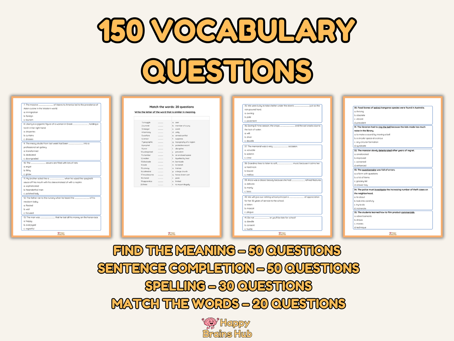 6th Grade Vocabulary Worksheets - 150 Questions - Printable ELA Practice with Answer Key
