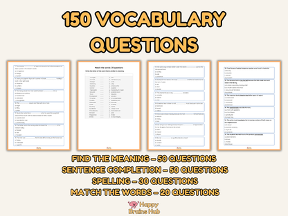 6th Grade Vocabulary Worksheets - 150 Questions - Printable ELA Practice with Answer Key