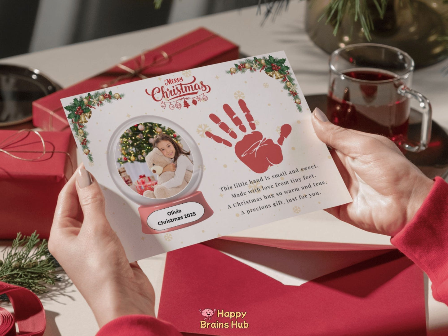 Christmas Handprint Poem Keepsake Printable, Editable Canva Template & Ready-to-Print PDF