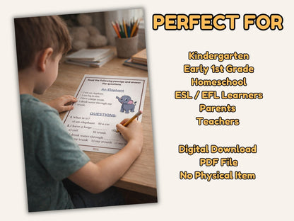 Reading Comprehension Worksheets - Kindergarten Printable (Ages 5-7)