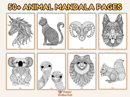 Animal Mandala Coloring Pages - For Kids & Adults