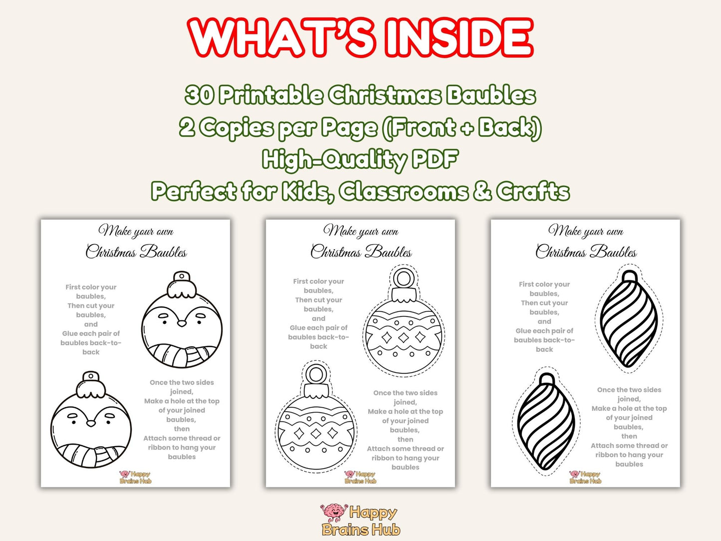 Printable Christmas Baubles to Color – Kids Craft