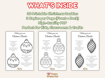 Printable Christmas Baubles to Color – Kids Craft