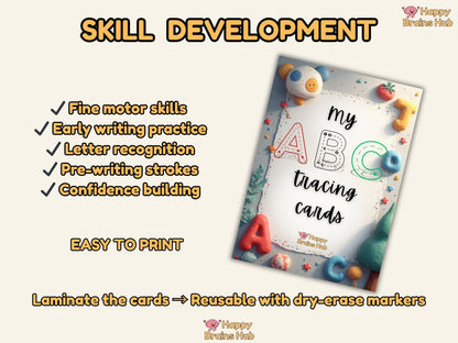 Alphabet Tracing Cards Printable – Preschool Letter Worksheets PDF for Kids