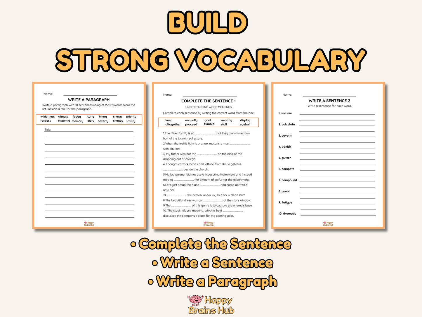 Vocabulary Worksheets - Grade 4