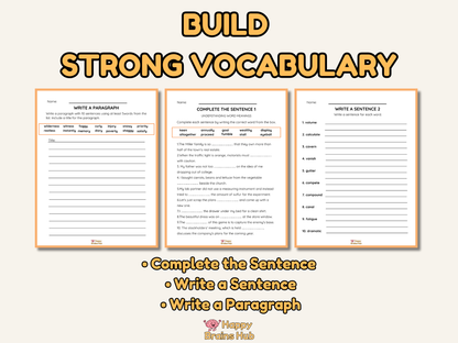 Vocabulary Worksheets - Grade 4