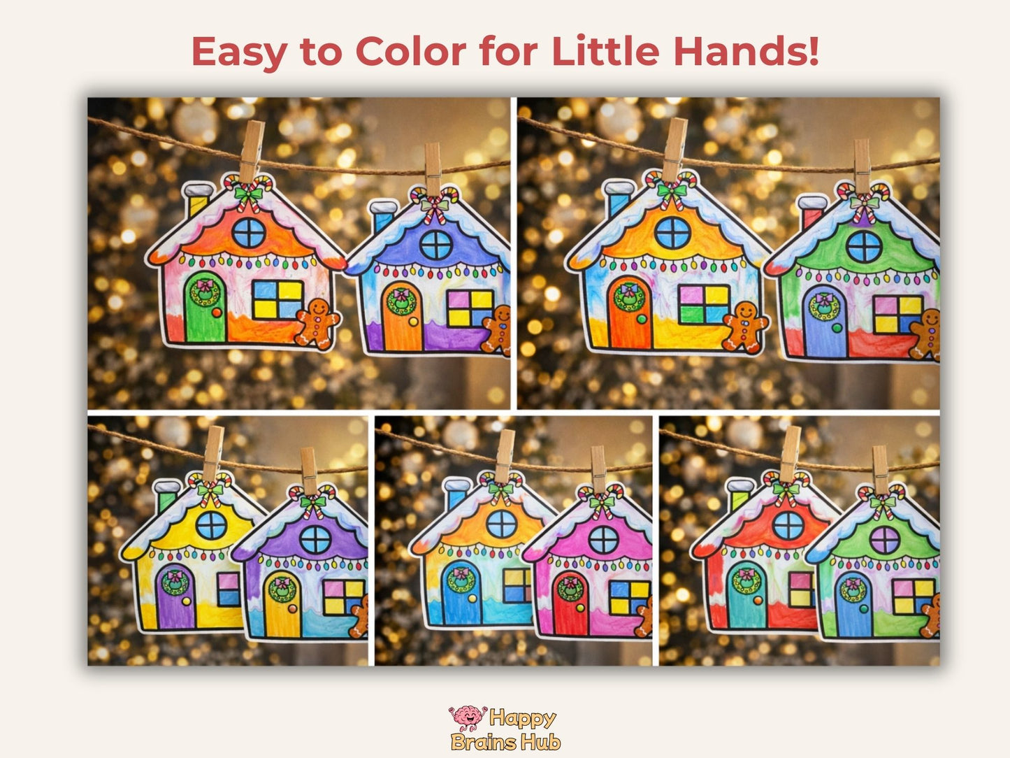 Christmas Printable Gingerbread House Craft - Kids Coloring Activity