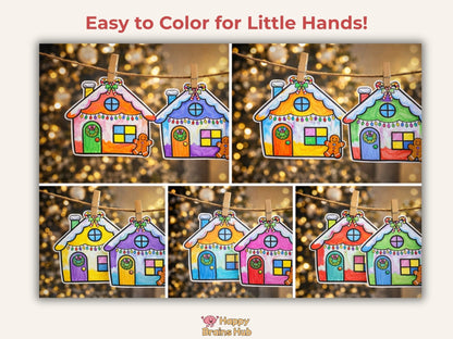 Christmas Printable Gingerbread House Craft - Kids Coloring Activity