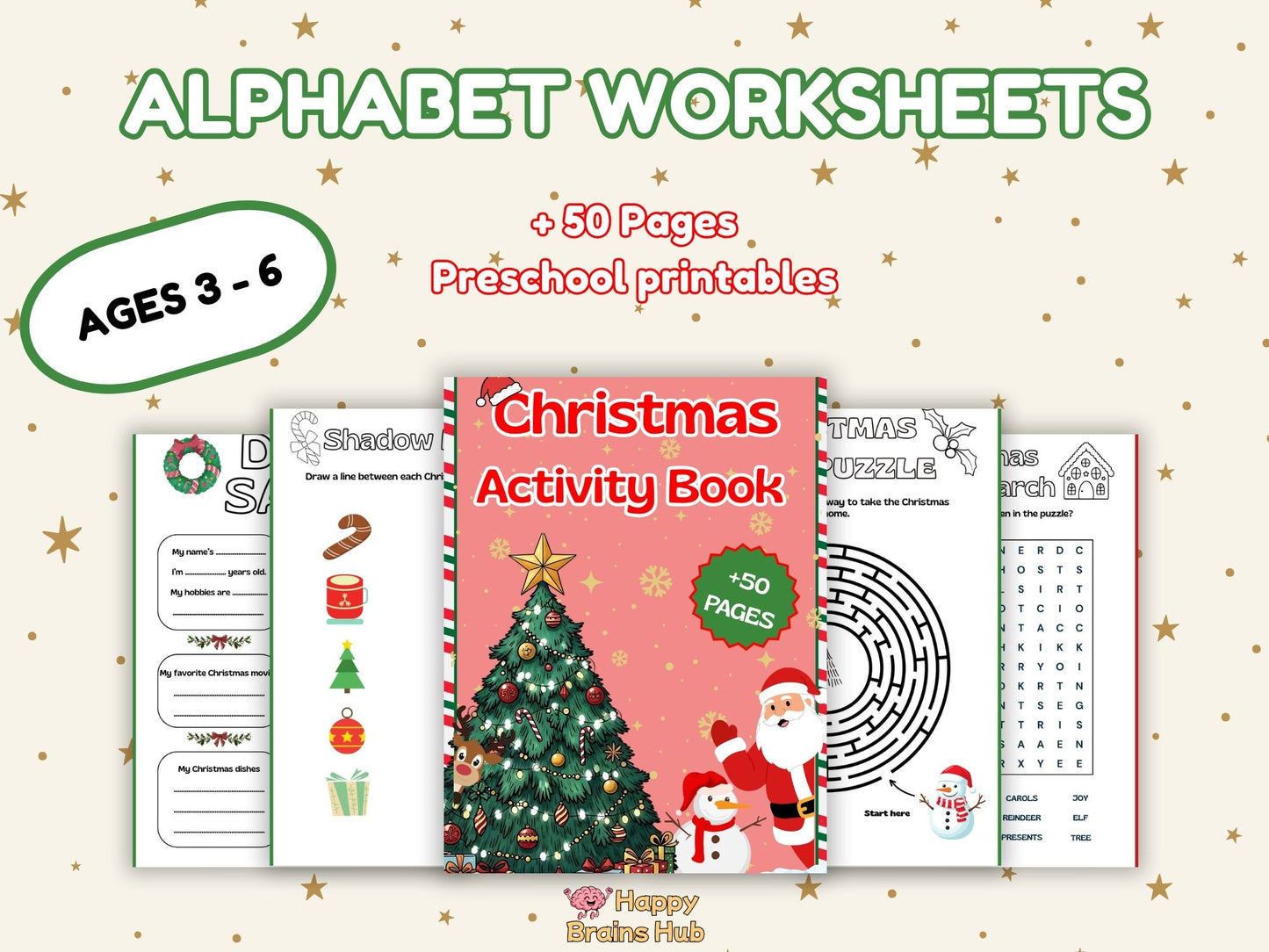 Christmas Activity Book for Kids – Printable Holiday Worksheets (50+ Pages) - INSTANT DOWNLOAD