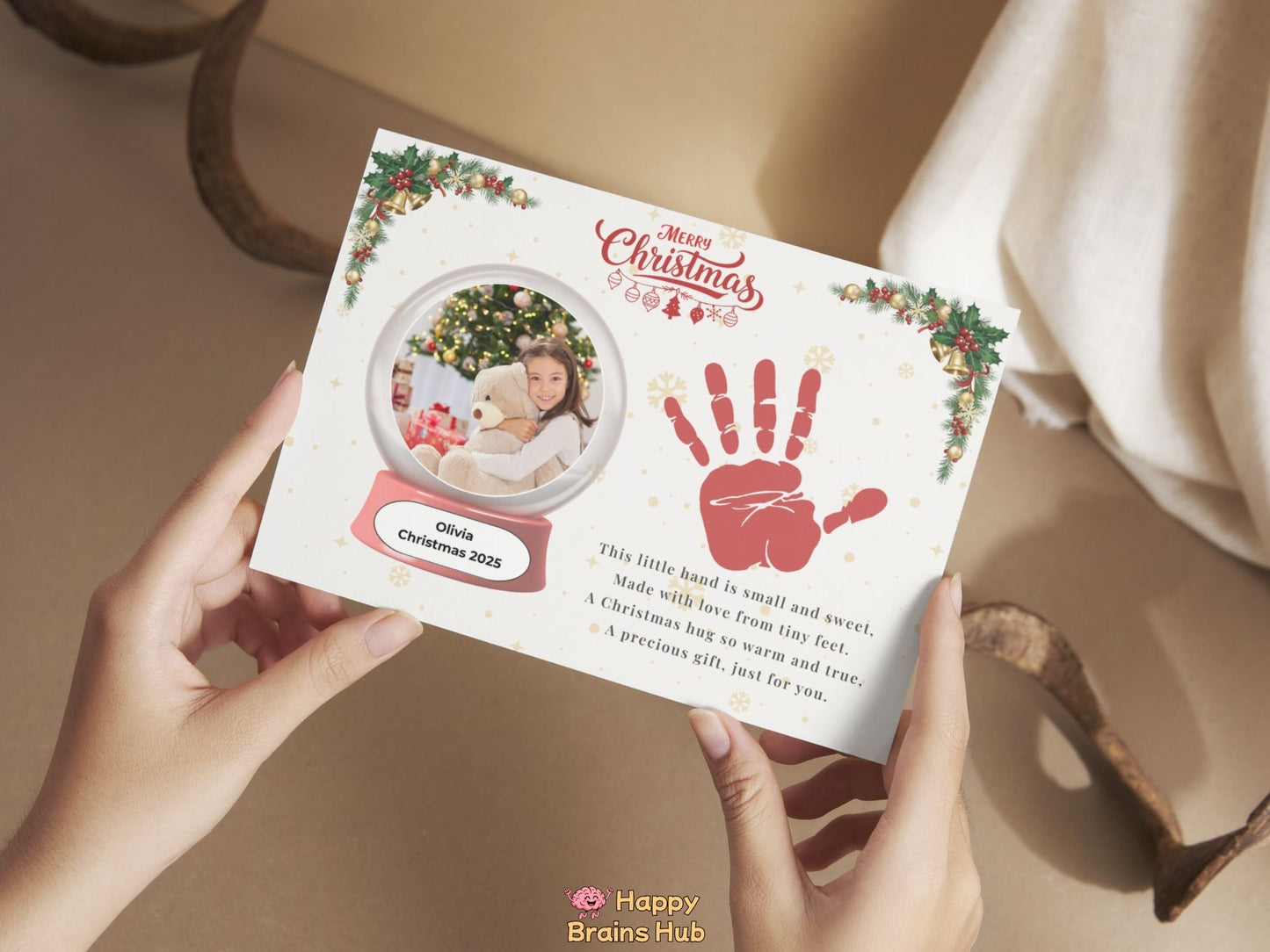 Christmas Handprint Poem Keepsake Printable, Editable Canva Template & Ready-to-Print PDF