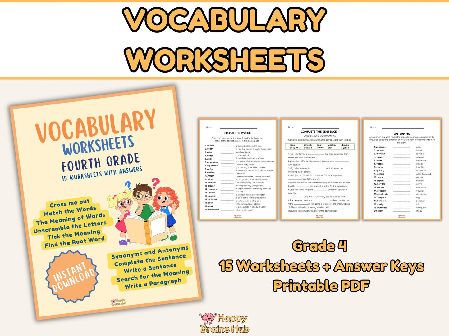 Vocabulary Worksheets - Grade 4