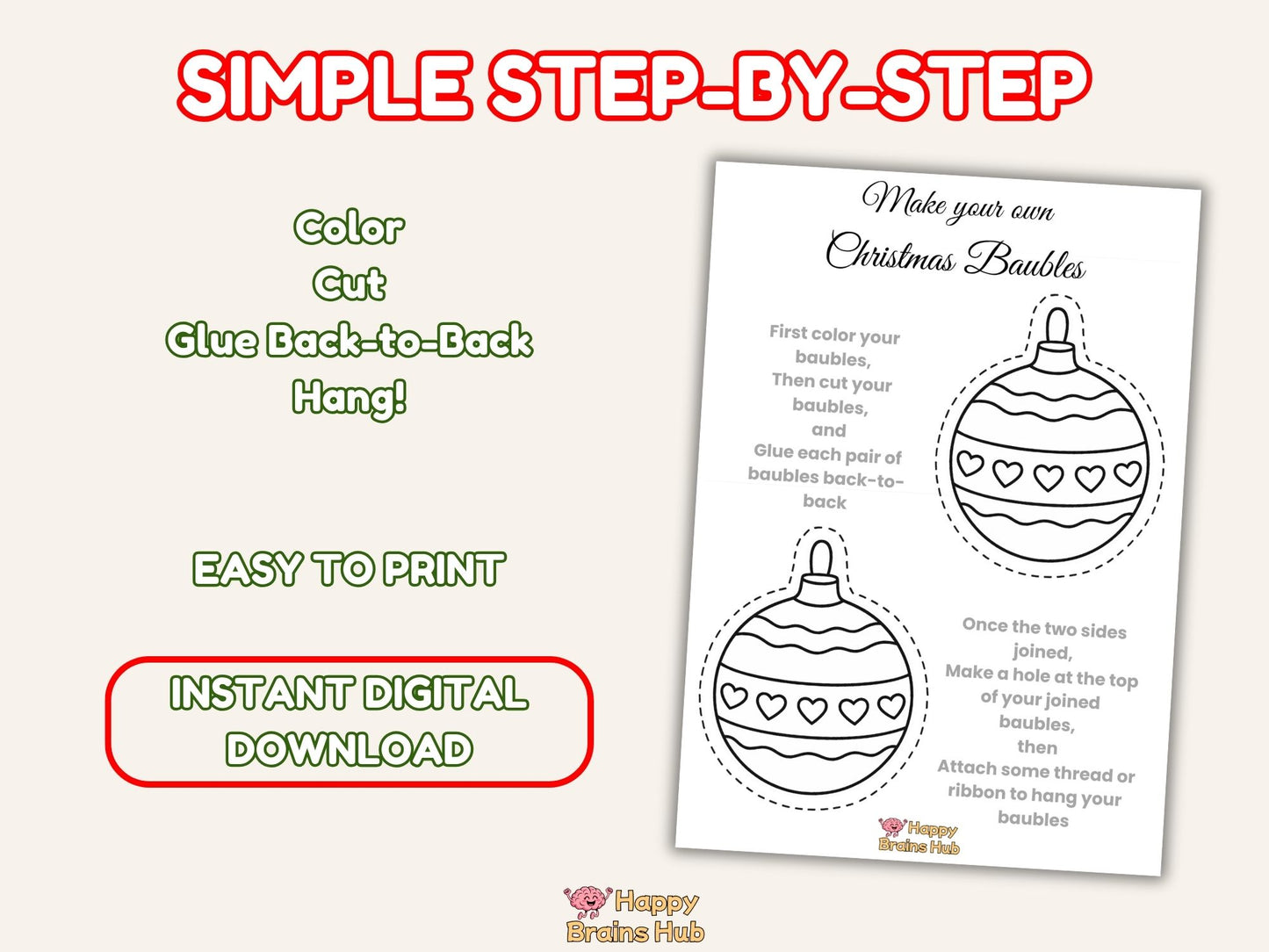 Printable Christmas Baubles to Color – Kids Craft