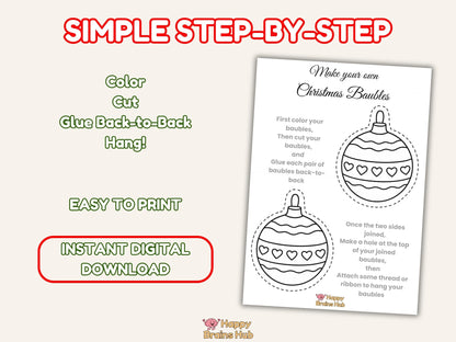 Printable Christmas Baubles to Color – Kids Craft