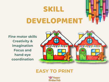 Christmas Printable Gingerbread House Craft - Kids Coloring Activity