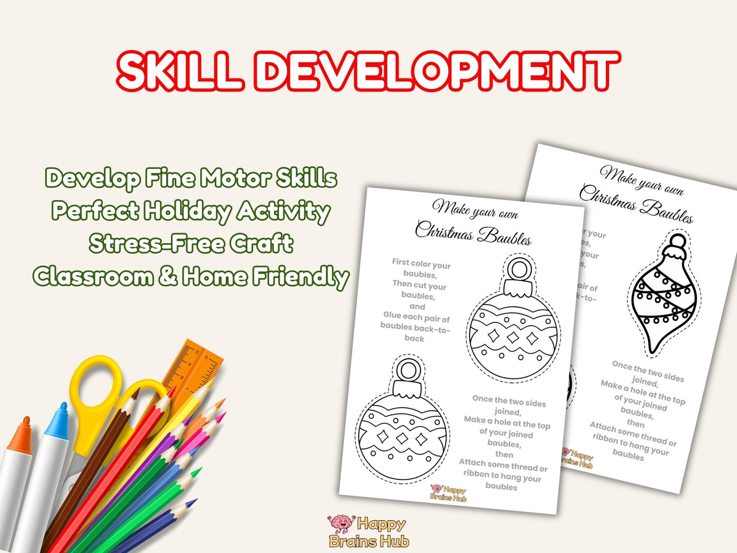 Printable Christmas Baubles to Color – Kids Craft