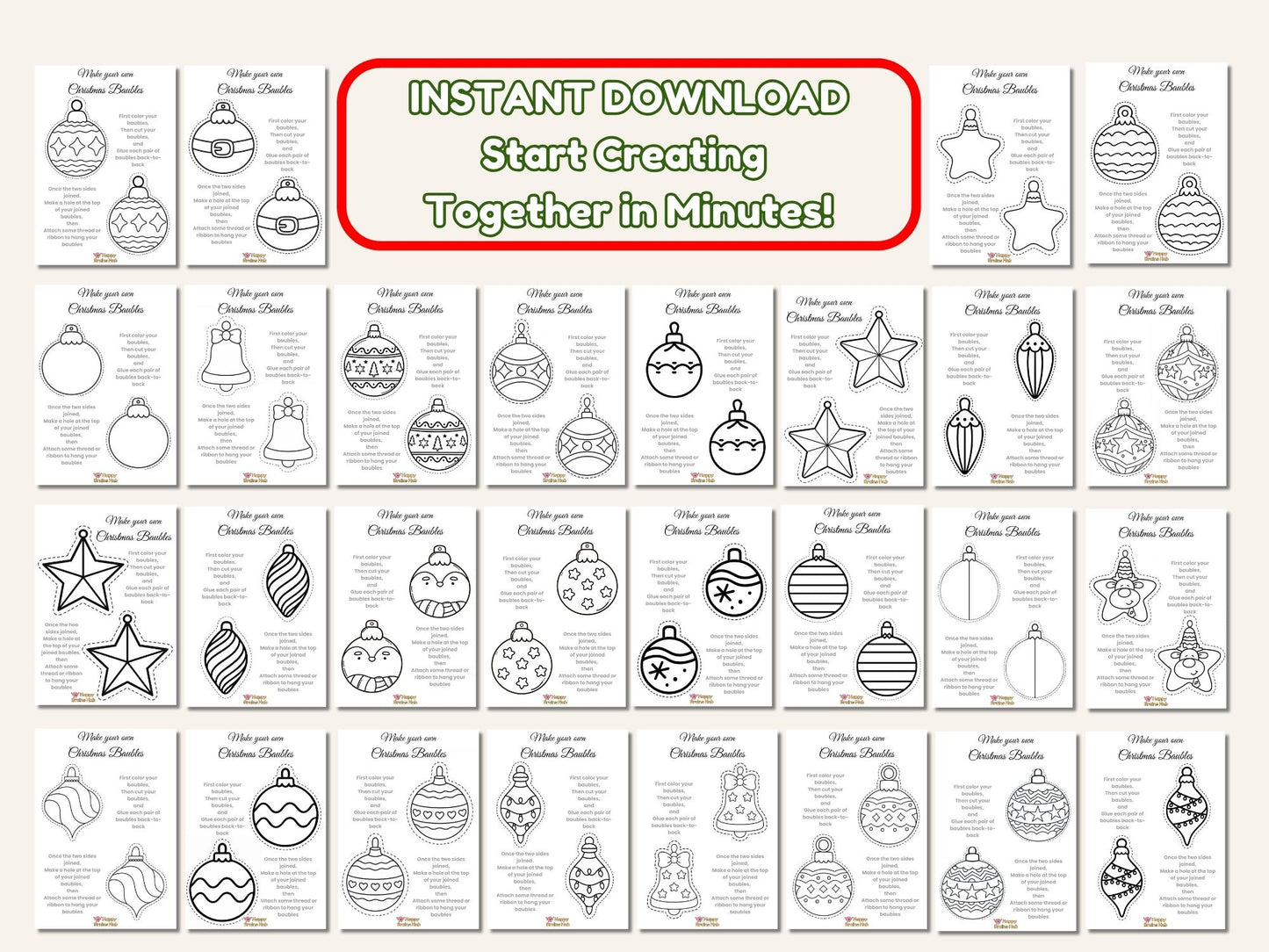 Printable Christmas Baubles to Color – Kids Craft