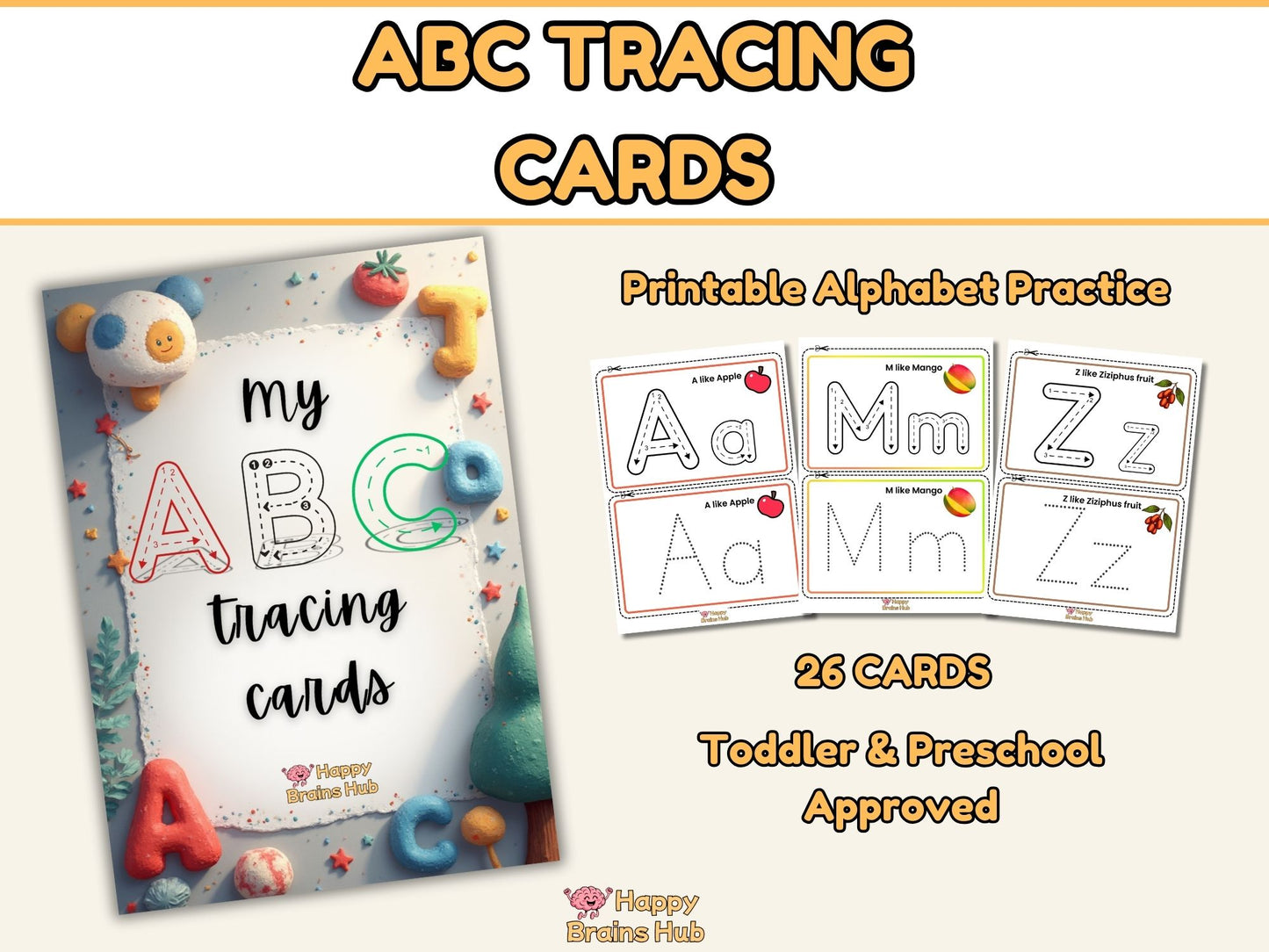 Alphabet Tracing Cards Printable – Preschool Letter Worksheets PDF for Kids