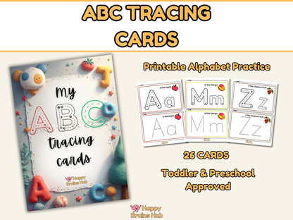 Alphabet Tracing Cards Printable – Preschool Letter Worksheets PDF for Kids