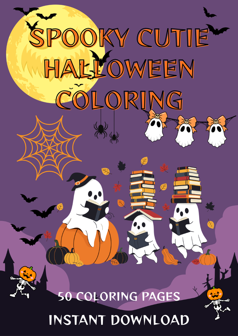 Spooky Cutie Halloween Coloring Book - HappyBrains Hub