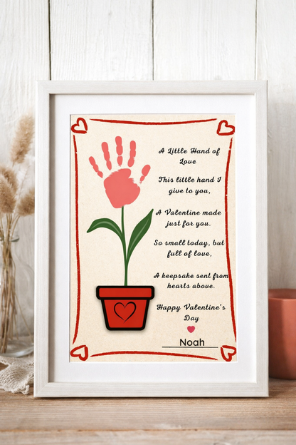 Valentine Handprint Poem - Printable Flower Keepsake - INSTANT DOWNLOAD